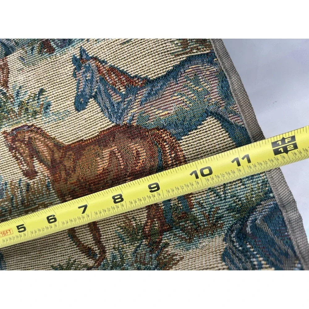 Jade Vintage Horse Tote Bag with Change Purse Brocade Shoulder Strap 12"x 11"x5" - Picture 3 of 4